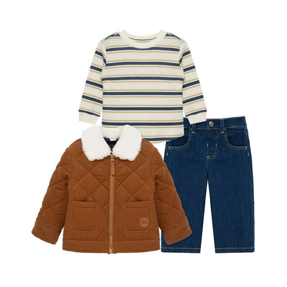 Little Me Girls 3Pc Corduroy Jacket Set, Brown